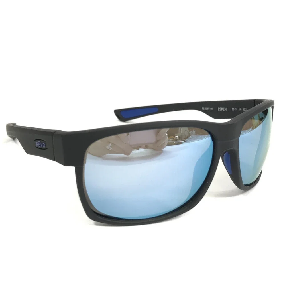 Revo Sunglasses ESPEN RE1097 01 Bear Grylls Black Wrap w/ Blue Polarized Lenses